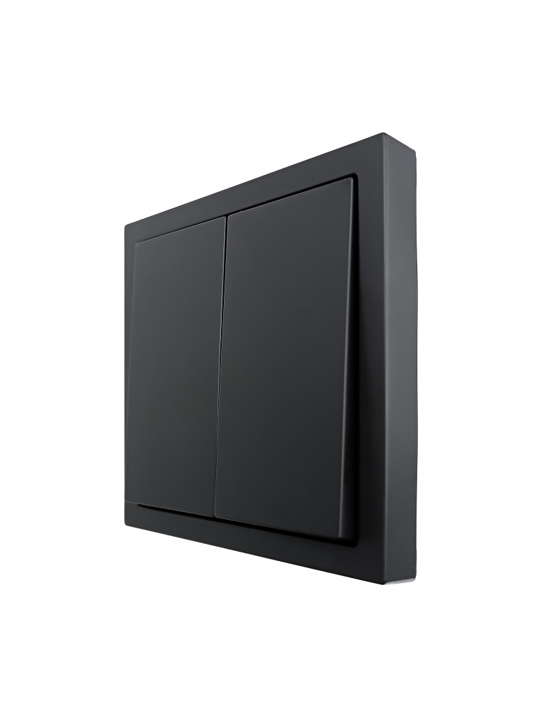 Механізм вимикача двоклавішний HausMark Juna без підсвітки чорний