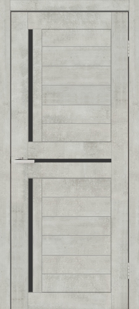 Дверное полотно ОМиС Lego 01.1 BG (с фрезерованием п/з 96/85) ПО черное стекло 700 мм цемент