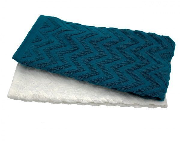 Набір рушників Зигзаги (2 шт.) 40x60 см молочний/ смарагдовий Simi 