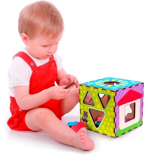 Розвиваюча іграшка Quokka дерев'яний куб-сортер 16 х 16 см. QUOKA003A