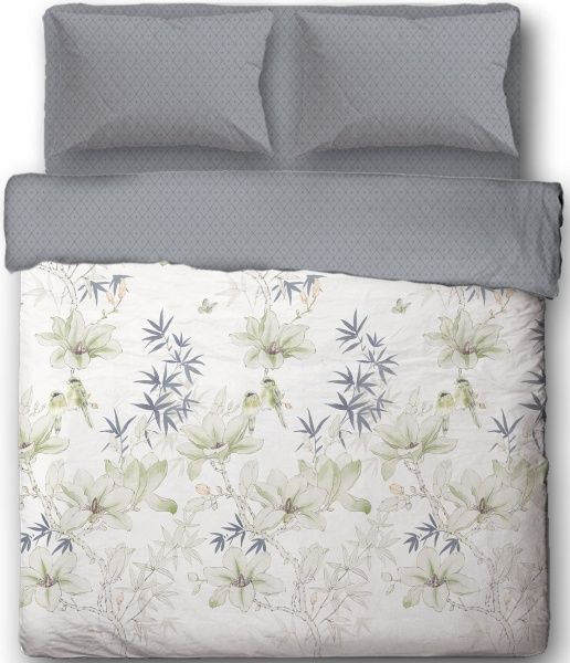 Комплект постельного белья Romantic семейный серый с белым Ibodo 