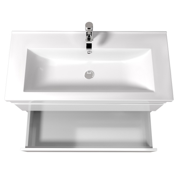 Тумба Мойдодыр Soft White 100 с умывальником Cosmopolitan 100 напольная