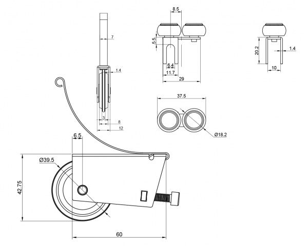 Комплект роликов DC для відкритого профілю ДС