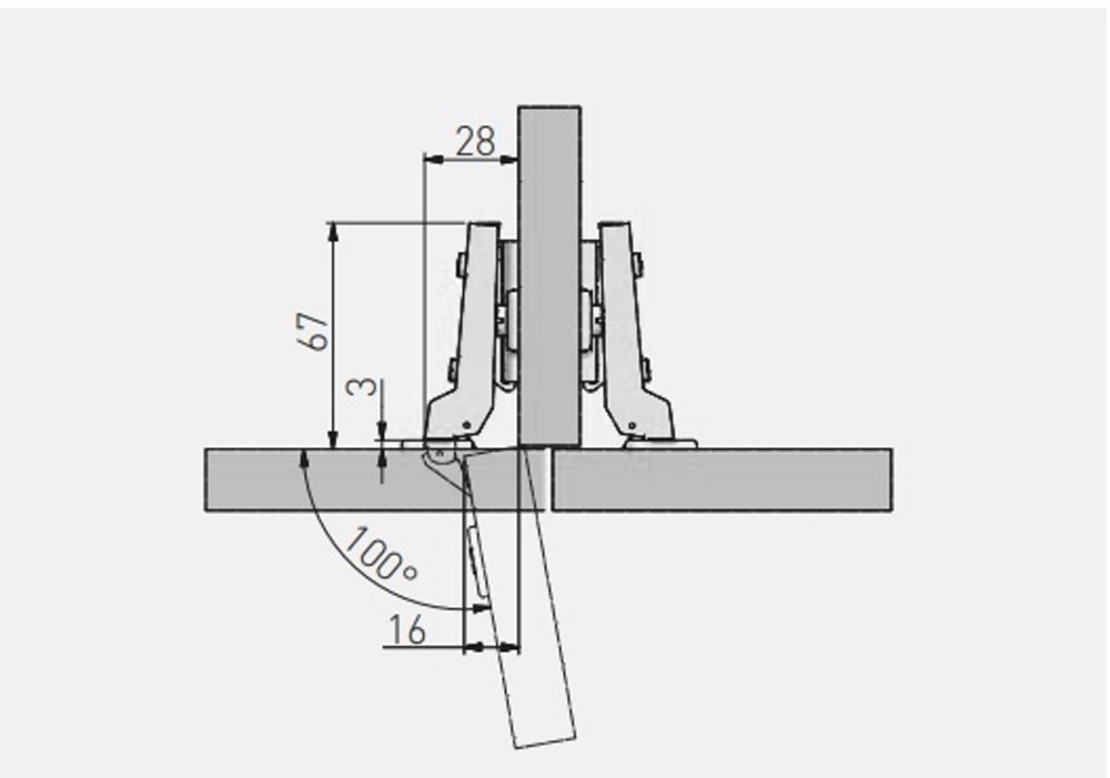 Петля полунакладная GTV 100° Clip-On без доводчика ZP-CONL08-BE