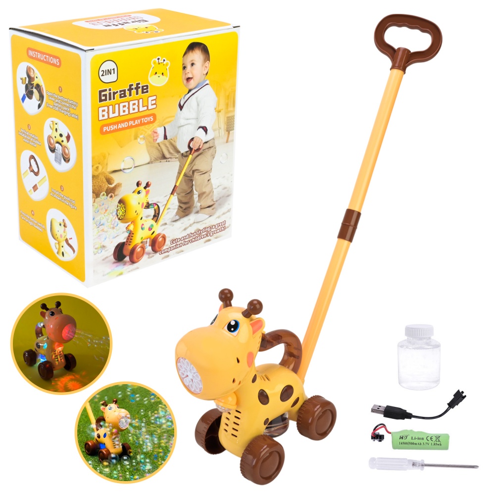 Каталка Shantou Жираф на палочке с мыльными пузырями и подсветкой