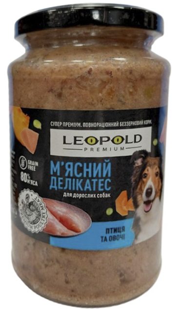 Консерва Леопольд Premium беззерновий м'ясний делікатес птиця з овочами 400 г