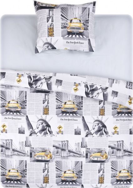 Комплект постільної білизни New York 1,5 сірий із жовтим UP! (Underprice) 