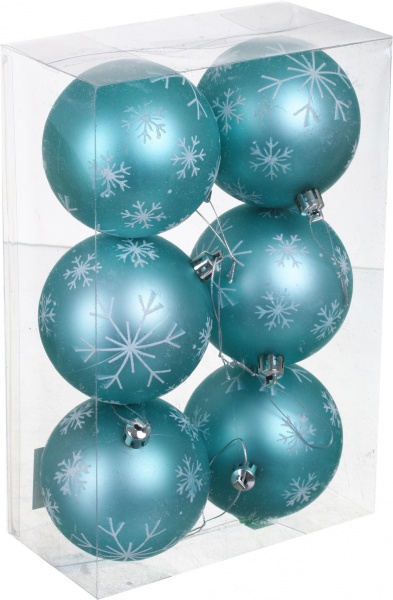 Набор елочных шаров Снежинка d 80 мм 6 шт./уп.