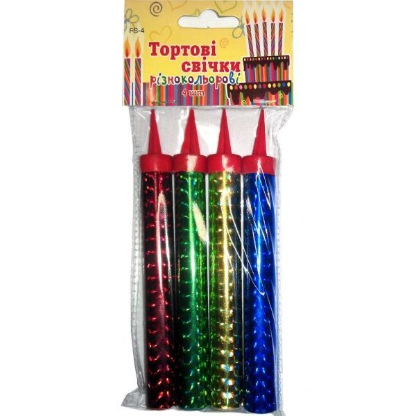 Свічки для торта Різнокольорові FS-4 Феєрверк 4 шт. 