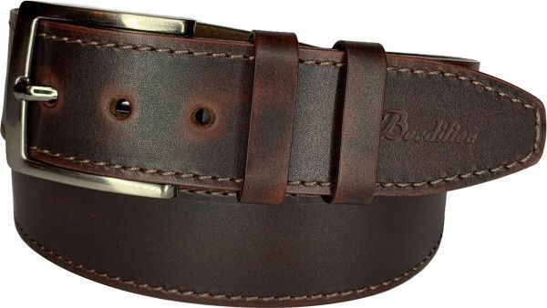 Ремень кожаный джинсовый 45 мм коньячный тертый прошитый 01452230 