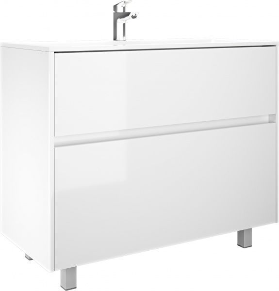 Тумба напольная Water House Preference N2 100 МДФ белый глянец под ум. Амальфи 100