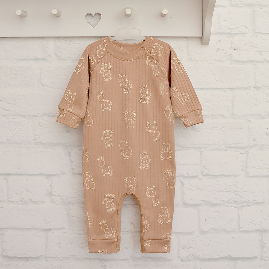 Ромпер-реглан унисекс Blanka Животные р.62-68 бежевый 110835