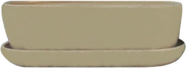 Горщик керамічний з піддоном Дует овальний 6 л бежевий 