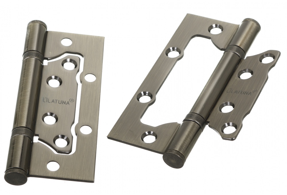 Петля Latuna для дверей накладная AB 100x42x2 мм старая бронза универсальная 2 шт.