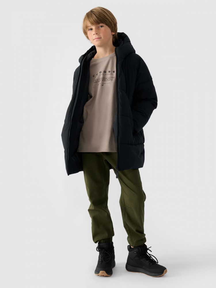 Пуховик для хлопчиків зимовий 4F DOWN JACKET M464 4FJWAW24TDJAM464-20S р.134 чорний