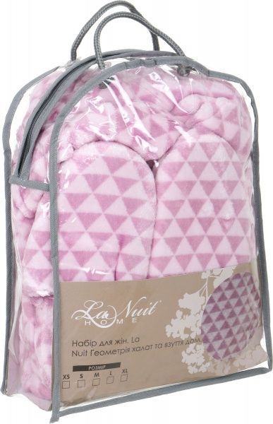 Набор халат + тапки La Nuit Геометрия р. S розовый 