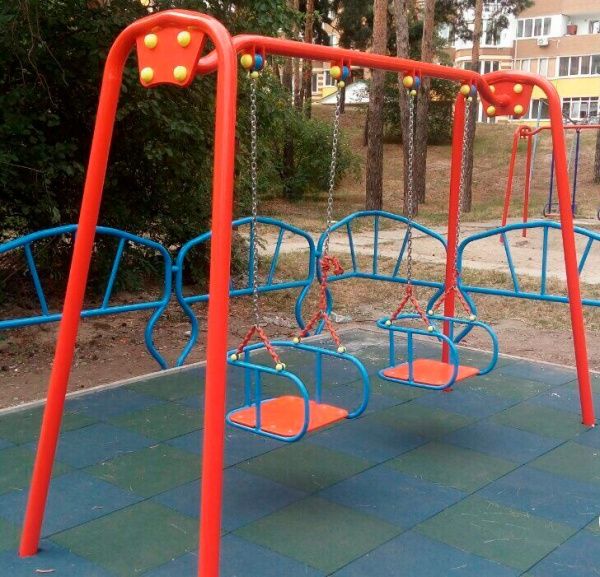 Гойдалка InterAtletika подвійна зі спинкою на ланцюгах ТЕ407М 