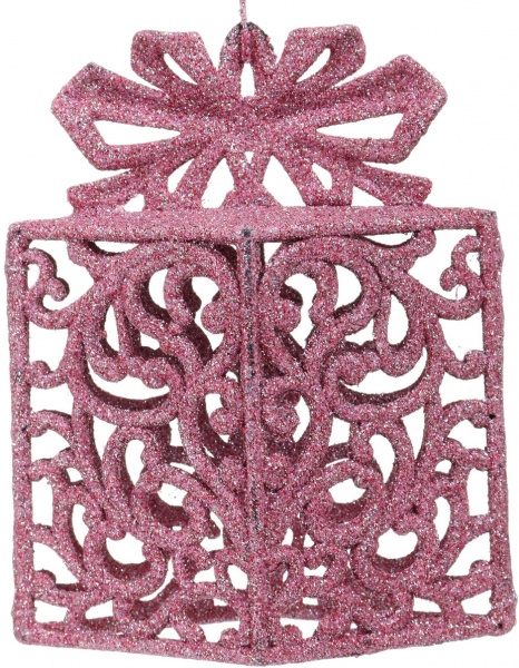 Декоративна підвіска Подарунок 14 см рожевий HFF209P