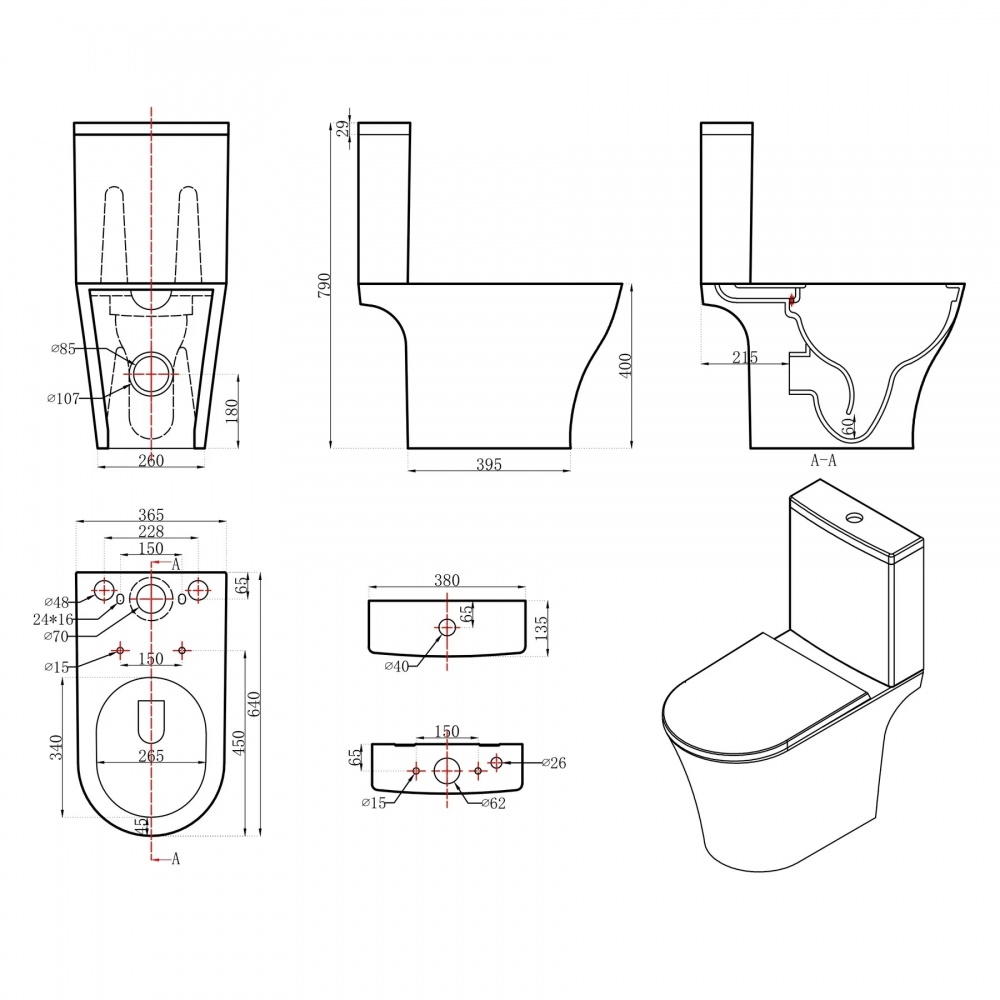 Унитаз-компакт Imprese BLATNA N Rimless, с сиденьем slow-closing