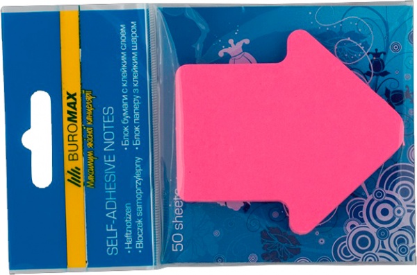 Бумага для заметок Стрелка 50 листов неон в ассортименте Buromax