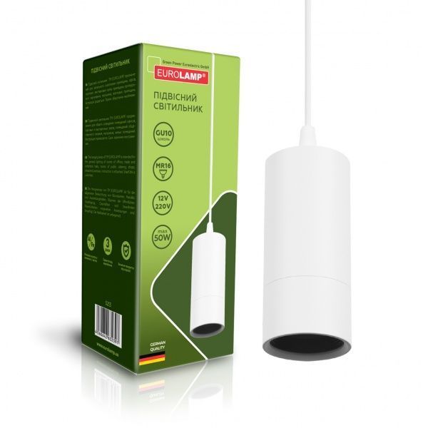 Світильник підвісний Eurolamp 1x50 Вт GU10 білий LHW1-LED-GU10(white) 