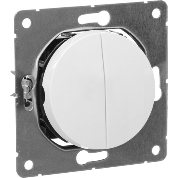 Переключатель проходной двухклавишный HausMark Bela без подсветки 10 А 220В белый SNG-SWP.RD20MG2W2-WH