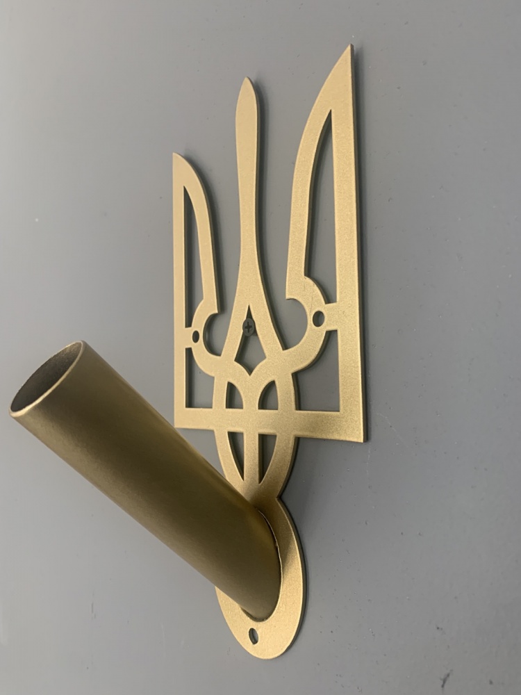 Держатель для флага настенный одинарный в форме герба золотой