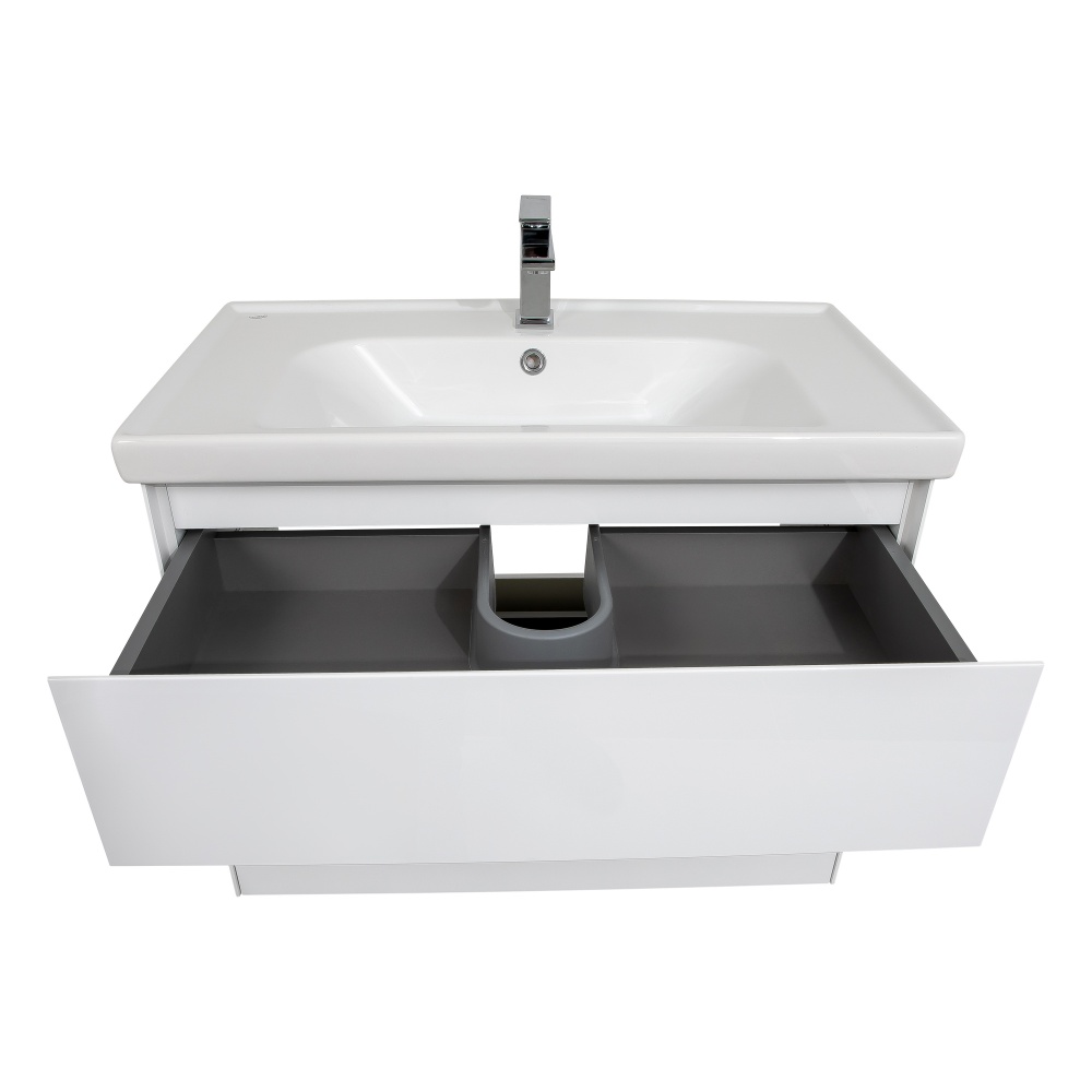 Тумба підвісна Aqua Rodos Лео 80 см білий глянець