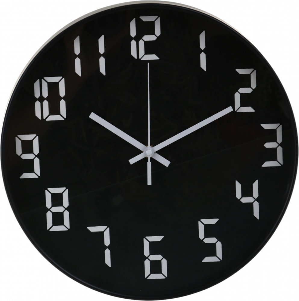 Часы настенные Laconic 30 см черный с белым