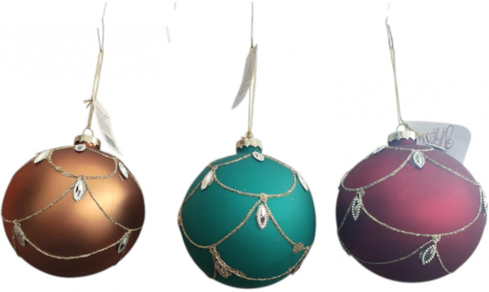 Куля скляна Angelo Domani підвіс з камінцями d 100 мм в асортименті EE24004