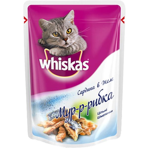Корм Whiskas Мур-р-Рибка з сардиною в желе 85 г