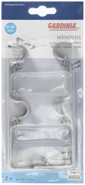 Тримач для карниза Gardinia Memphis розсувний відкритий подвійний набірний d16 мм срібний 