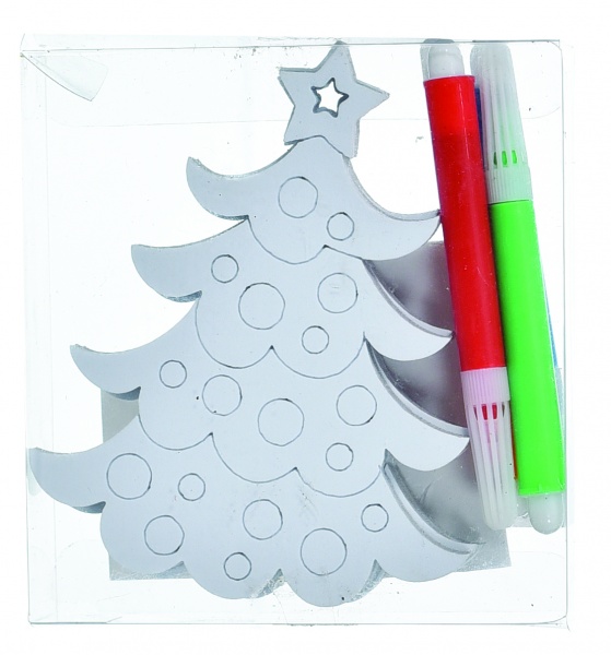 Декорация новогодняя для окрашивания Елка + фломастеры D-714465 