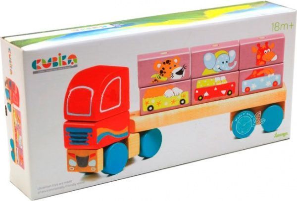 Игрушка деревянная Левеня Cubika Тягач с кубиками LM-14