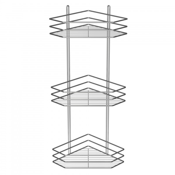 Полиця кутова 3-ярусна 25 см хром 