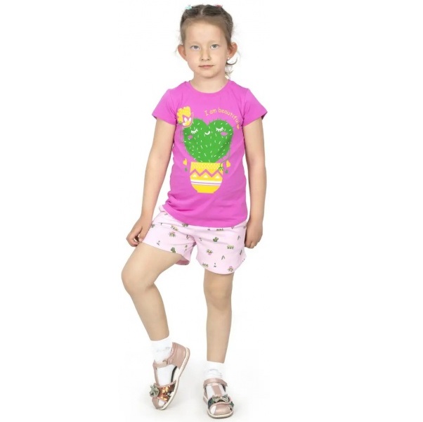 Комплект для дівчаток Roksana №0033/16085 Cacti р.110–116 рожевий із принтом №0033/16085 