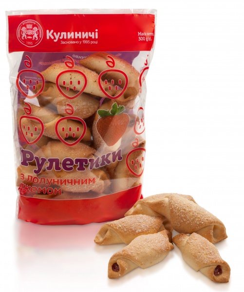 Міні-рулет Кулиничі з полуничним джемом 300 г 