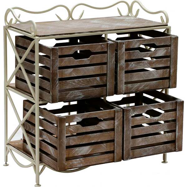 Этажерка Le-Puf на 4 ящики (2x2) 760x710x360 мм кремовая