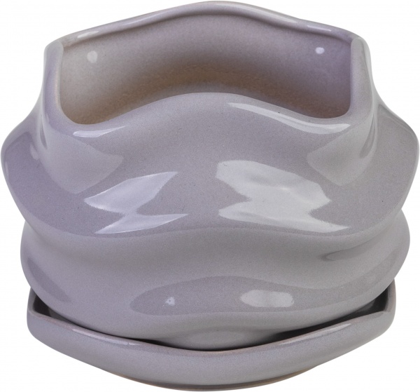 Вазон керамічний PT 201-0,9 фігурний 1 л сіра платина 