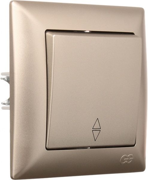 Вимикач прохідний одноклавішний Gunsan Visage без підсвітки 16 А 250В бежевий металік VS 28 25 107