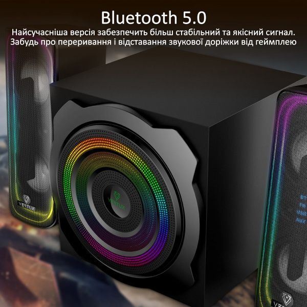 Акустична система Vertux SonicThunder-80 Вт LED 2.1 black 