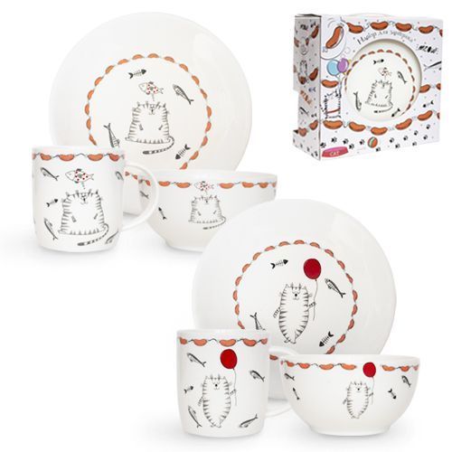 Набор детской посуды 3предмета Cat story 1591-11 S&T