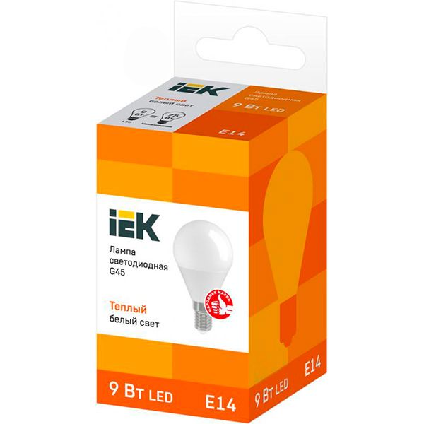 Лампа светодиодная IEK 9 Вт G45 матовая E14 220 В 3000 К 