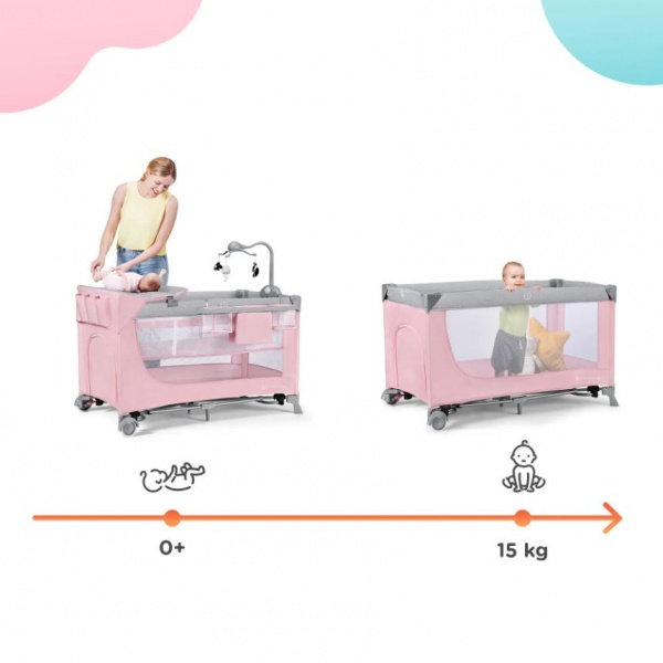Манеж-ліжко Kinderkraft Leody Pink з пеленатором KCLEOD00PNK00AC