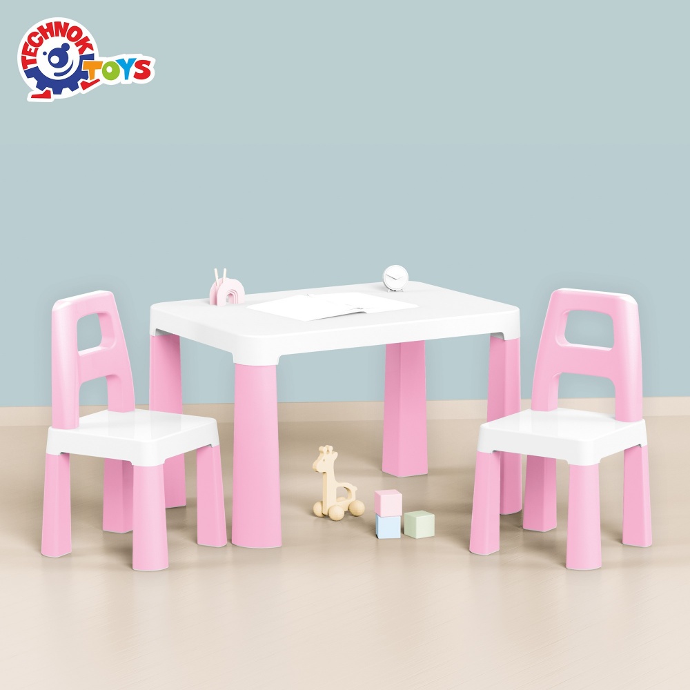 Набор ТехноК Детский стол с двумя стульями 0457 бело-розовый