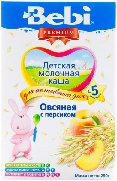 Каша молочна Bebi від 5 місяців вівсяна з персиком 3838600076357 250 г 
