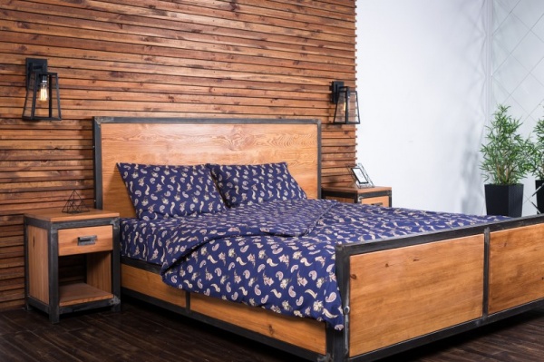 Комплект постельного белья Султан евро темно-синий Rigel 