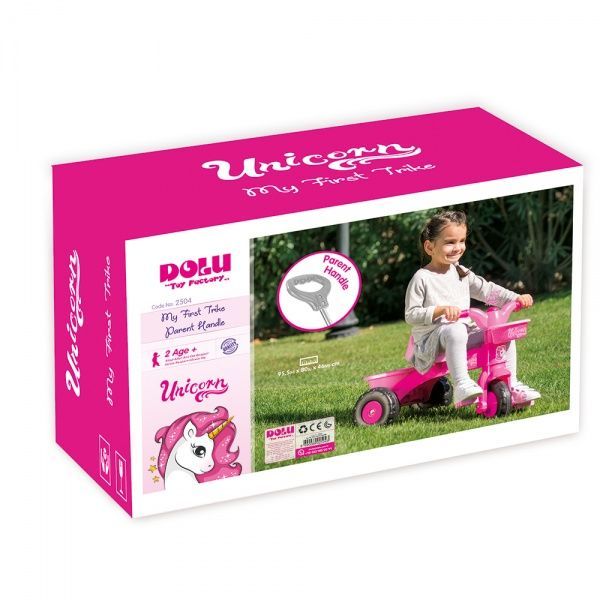 Велосипед дитячий Dolu з батьківською ручкою рожевий 2504