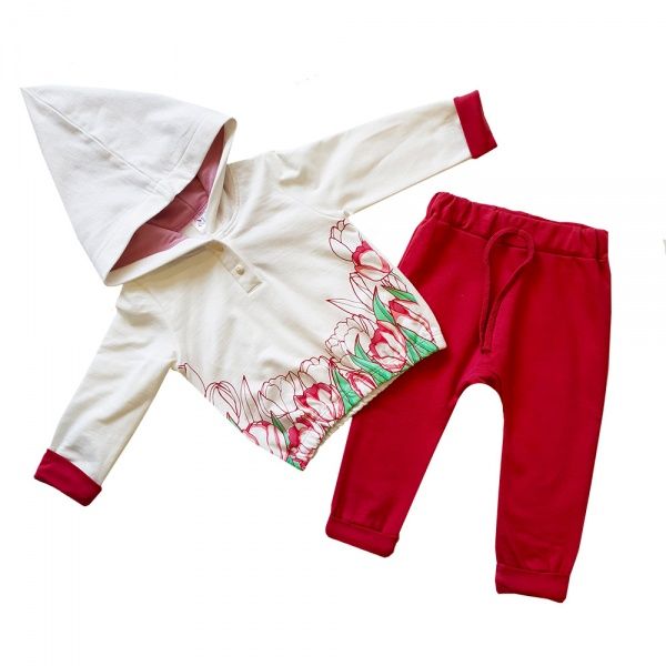 Комплект для девочек Colibri молочный/с принтом р.74 G7071 