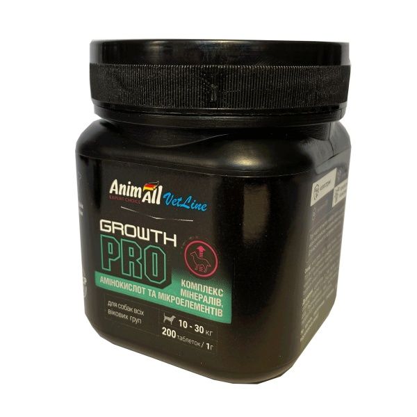 Вітамінно-мінеральний комплекс Animall Vetline Growth PRO для собак середніх порід 200 табл./1 г